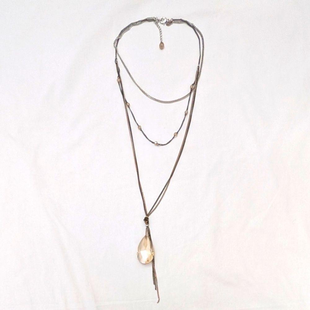 Express Layered Chain Necklace with Acrylic Pendant